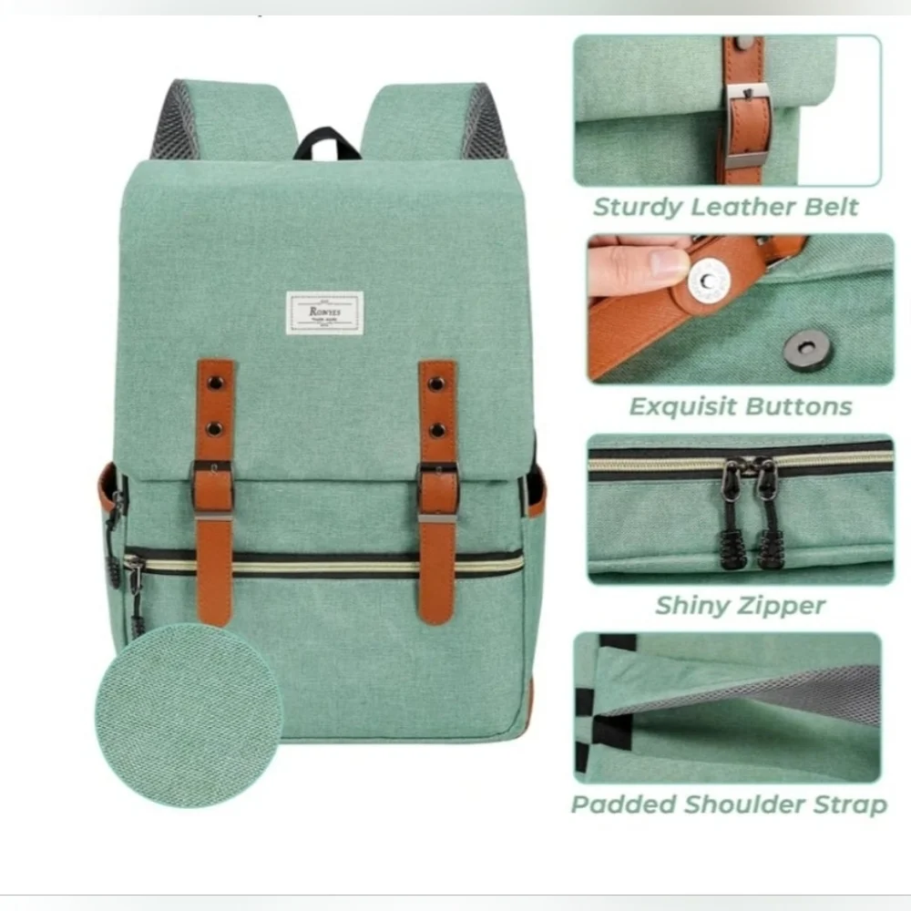 Vintage style laptop travel backpack